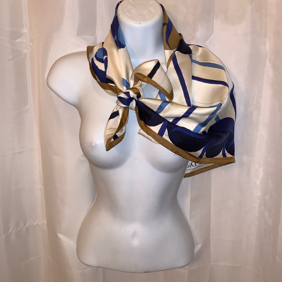 vintage CHRISTIAN DIOR abstract roses SILK SCARF - Picture 6 of 10